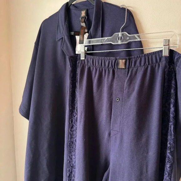 NWT Savage X Fenty Men's Navy Blue Panama PJ Set XL/XXL - Picture 6 of 6